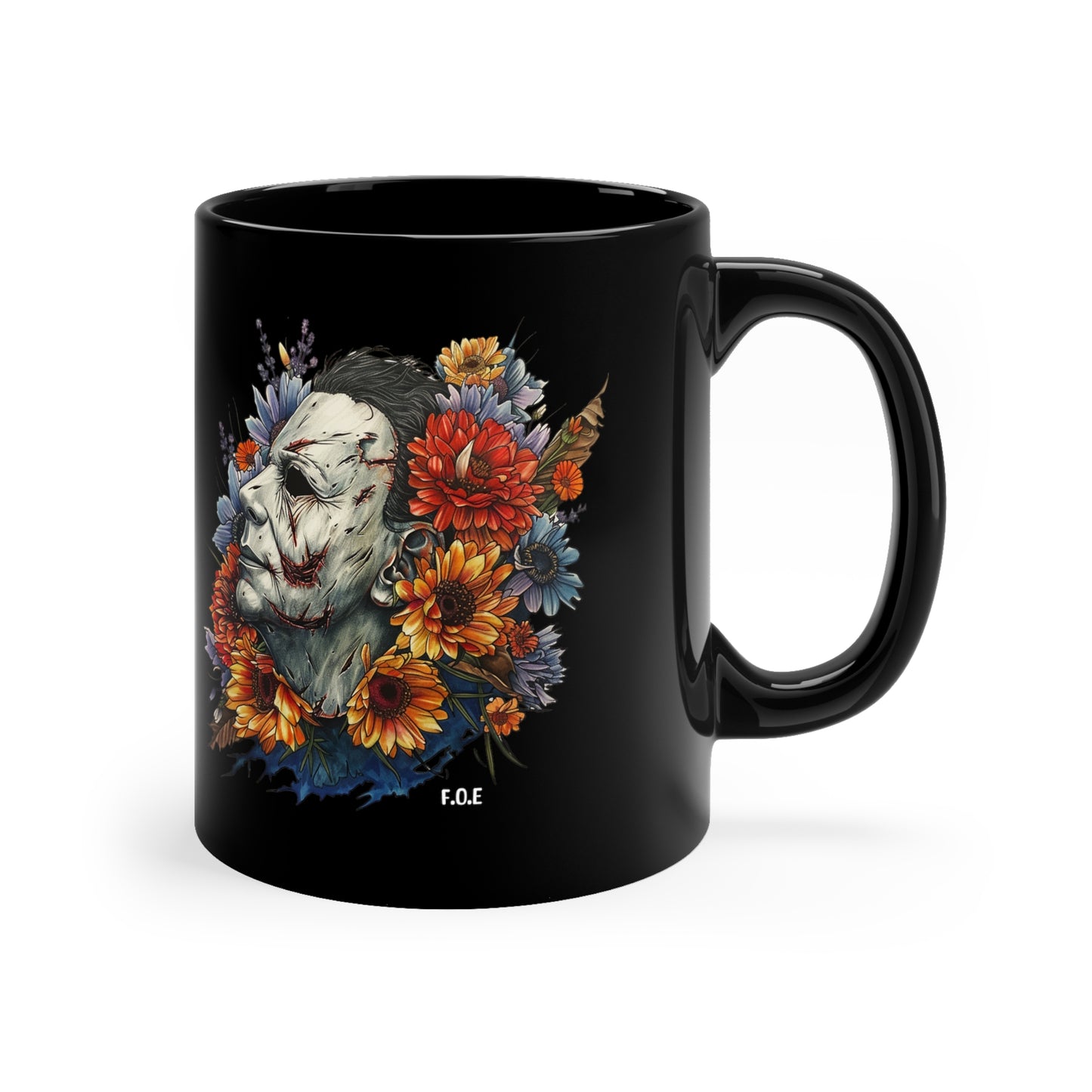 Floral Michael Myers Black 11oz mug