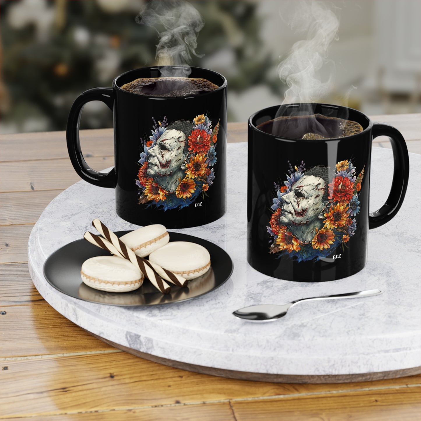 Floral Michael Myers Black 11oz mug