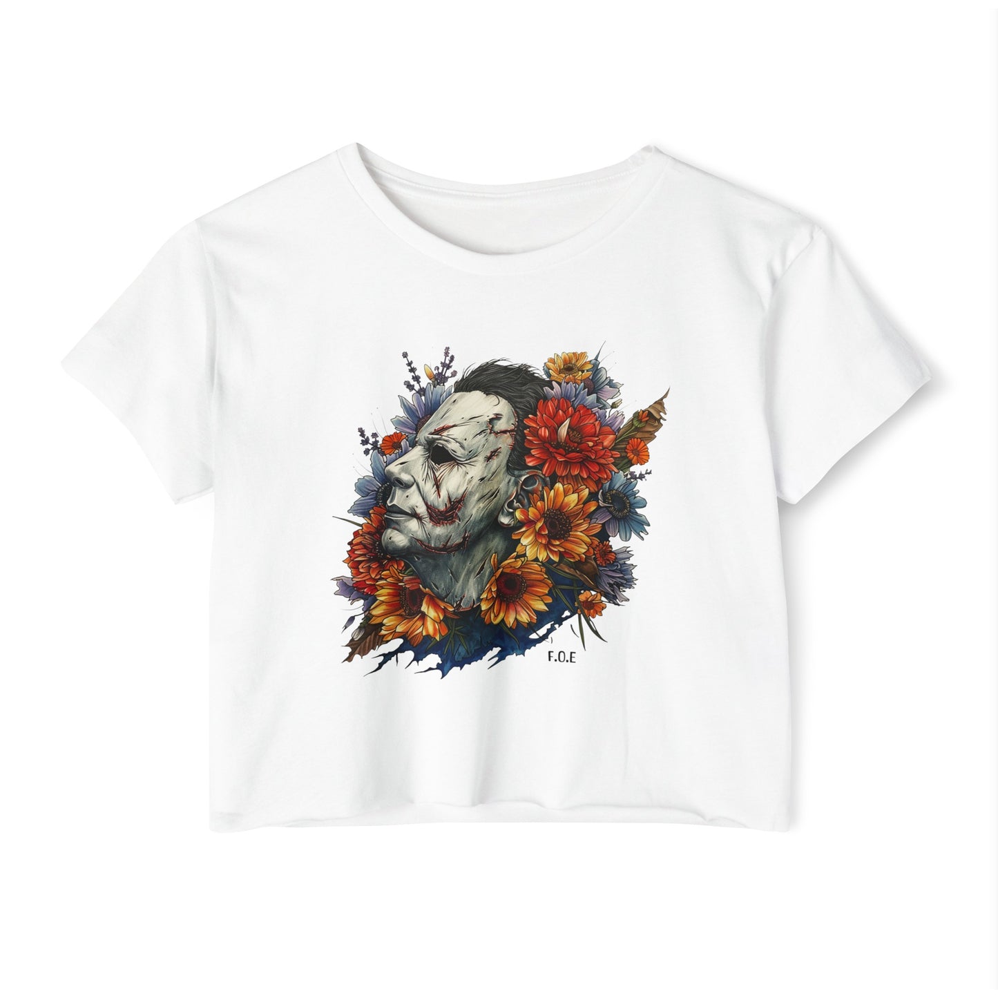 Floral Micheal Myers Crop Top