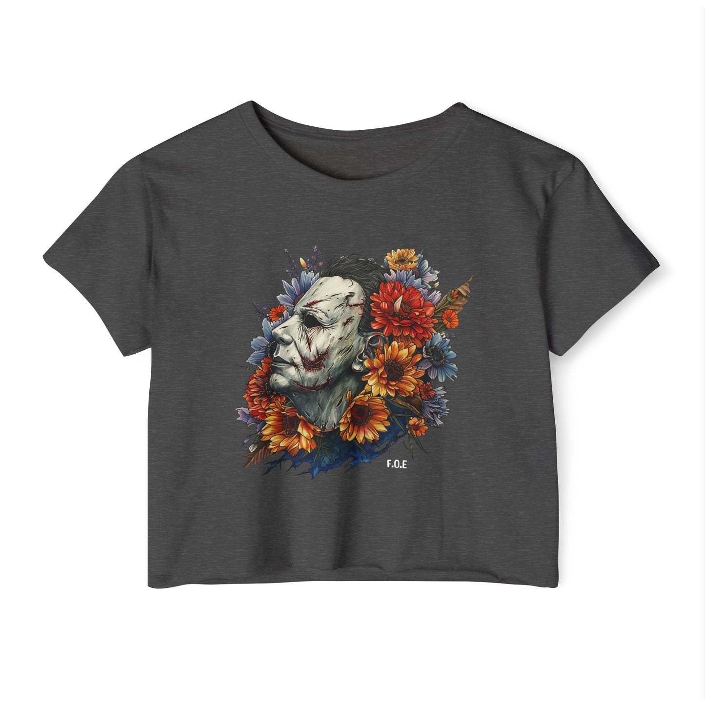 Floral Micheal Myers Crop Top