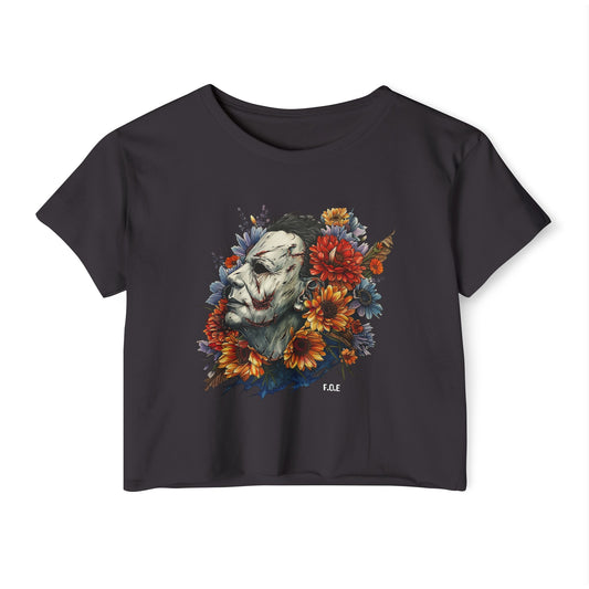 Floral Micheal Myers Crop Top