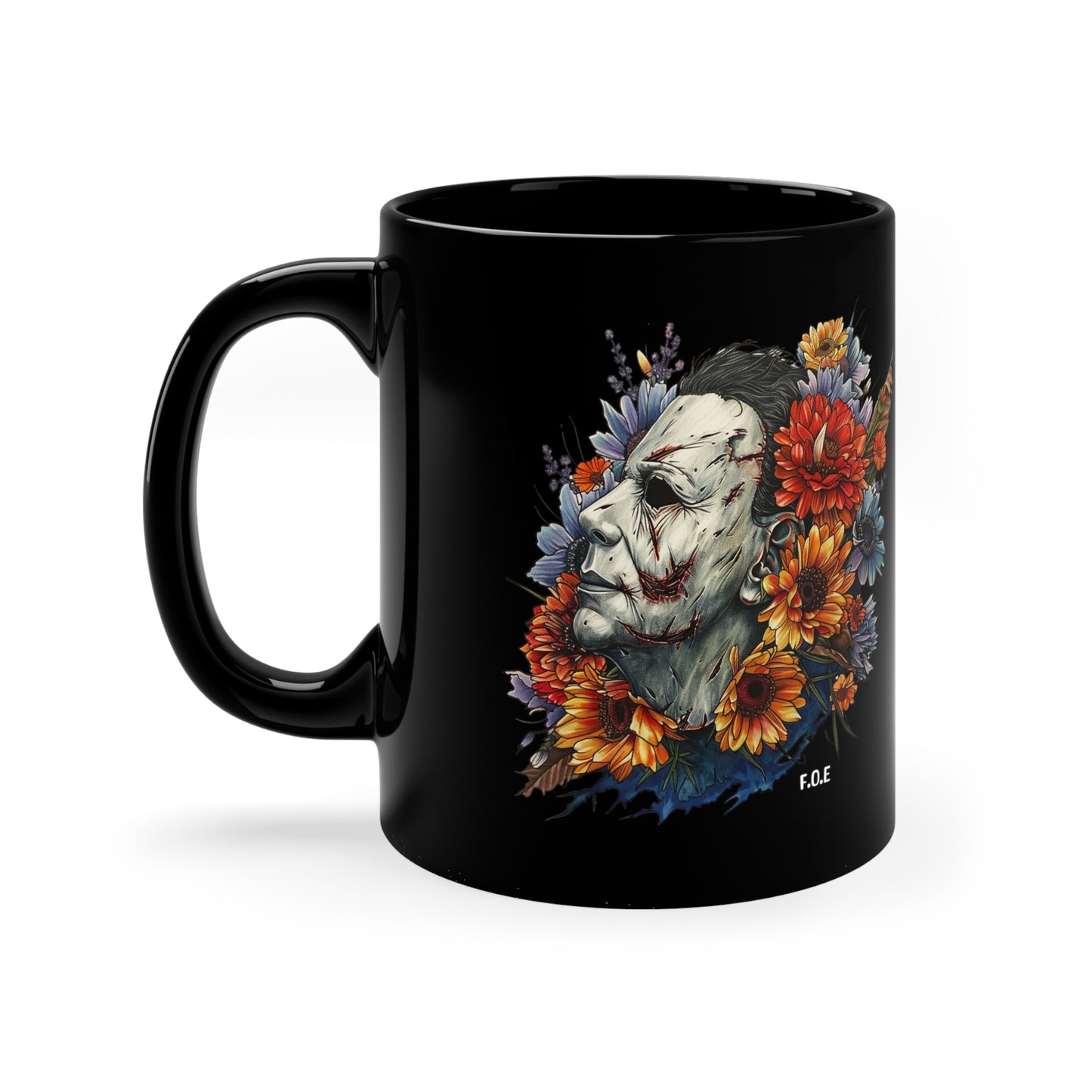 Floral Michael Myers Black 11oz mug